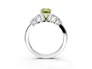 Leaf Cluster Engagement Ring Setting for Fancy Yellow Emerald Cut Center with Marquise Accents and Prong Head in Sterling Silver