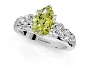 Solitaire Engagement Ring Setting for Fancy Yellow Pear-Shaped Center with Graduated Shared Prongs and Prong Head in Platinum