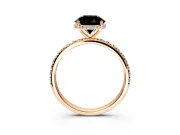 Hidden Halo Engagement Ring Setting for Fancy Black Round Cut Center with Pave Band and Prong Head in Rose Gold