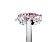 Floral Frame Engagement Ring Setting for Fancy Pink Pear-Shaped Center with Accent Clusters and Prong Head in White Gold