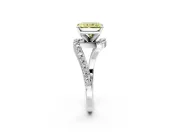 Solitaire Engagement Ring Setting for Fancy Yellow Radiant Cut Center with Pave Bypass Swirl Band and Prong Head in White Gold