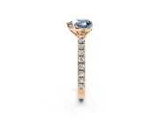 Solitaire Engagement Ring Setting for Fancy Blue Heart-Shaped Center with Large Accent Band and Prong Head in Rose Gold