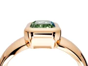 Solitaire Engagement Ring Setting for Fancy Green Emerald Cut Center with Wide Band and Bezel Head in Rose Gold