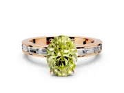 Solitaire Engagement Ring Setting for Fancy Yellow Oval Center with Channel Baguette Band and Prong Head in Rose Gold