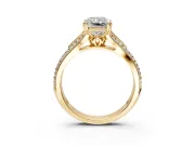 Solitaire Engagement Ring Setting for Radiant Cut Center with Pave Rail Split Shank and Prong Head in Yellow Gold