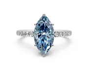 Solitaire Engagement Ring Setting for Fancy Blue Marquise Center with Fine Pave Band and Prong Head in Platinum