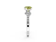 Solitaire Engagement Ring Setting for Fancy Yellow Round Cut Center with Crossover Accents and Prong Head in Sterling Silver