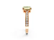 Solitaire Engagement Ring Setting for Fancy Yellow Asscher Cut Center with Milgrain-Framed Pave Band and Prong Head in Rose Gold
