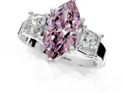 3 Stone Engagement Ring Setting for Fancy Pink Marquise Center with Matching Side Accents and Prong Head in Sterling Silver