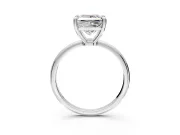 Minimalist Solitaire Engagement Ring Setting for Princess Cut Center with Thin Band and Prong Head in Sterling Silver