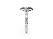 Solitaire Engagement Ring Setting for Fancy Green Marquise Center with Beaded Bezel Station Band and Prong Head in Platinum