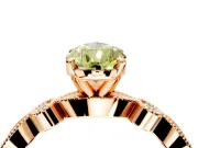Solitaire Engagement Ring Setting for Fancy Yellow Pear-Shaped Center with Milgrain Bezel Accents and Prong Head in Rose Gold