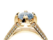Solitaire Engagement Ring Setting for Fancy Blue Marquise Center with Accented Split Shank and Prong Head in Yellow Gold