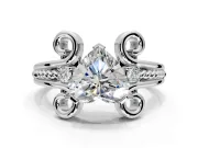 Solitaire Engagement Ring Setting for Heart-Shaped Center with Twisted Band and Scroll Prong Head in Platinum