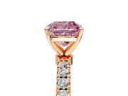 Open Basket Engagement Ring Setting for Fancy Pink Cushion Cut Center with Pave Band and Prong Head in Rose Gold