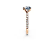 Solitaire Engagement Ring Setting for Fancy Blue Heart-Shaped Center with Micro Pave Band and Prong Head in Rose Gold