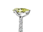 Solitaire Engagement Ring Setting for Fancy Yellow Pear-Shaped Center with Fine Pave Accents and Prong Head in Platinum