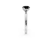 Hidden Halo Engagement Ring Setting for Fancy Black Round Cut Center with Thin Rounded Band and Prong Head in Sterling Silver