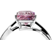 Solitaire Engagement Ring Setting for Fancy Pink Princess Cut Center with Plain Bypass Twist Band and Prong Head in Platinum