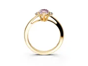 3 Stone Engagement Ring Setting for Fancy Pink Marquise Center with Low-Set Round Cut Accents and Prong Head in Yellow Gold