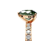 Solitaire Engagement Ring Setting for Fancy Green Heart-Shaped Center with Round Cut Pave Band and Prong Head in Rose Gold