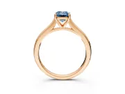 Solitaire Engagement Ring Setting for Fancy Blue Emerald Cut Center with Narrow Cathedral Band and Prong Head in Rose Gold