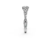 Solitaire Engagement Ring Setting for Cushion Cut Center with Twisted Pave Split Shank and Prong Head in Sterling Silver