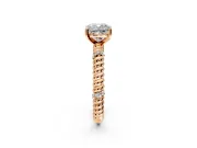 Rope Engagement Ring Setting for Cushion Cut Center with Accent Shoulders and Prong Head in Rose Gold