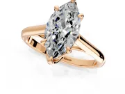 Solitaire Engagement Ring Setting for Marquise Center with Cathedral Band and Prong Head in Rose Gold