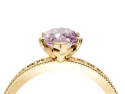 Milgrain Pave Engagement Ring Setting for Fancy Pink Marquise Center with Accent Band and Prong Head in Yellow Gold