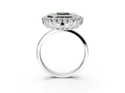 Halo Engagement Ring Setting for Fancy Green Asscher Cut Center with Milgrain Bezel Rim, Plain Band and Prong Head in Platinum