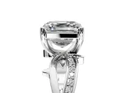 Solitaire Engagement Ring Setting for Asscher Cut Center with Pave and Plain Crossover Band and Prong Head in Sterling Silver