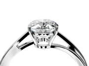 Solitaire Engagement Ring Setting for Oval Center with Plain Bypass Twist Band and Prong Head in Platinum