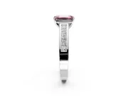 Solitaire Engagement Ring Setting for Fancy Pink Emerald Cut Center with Princess Cut Channel Band and Prong Head in Platinum