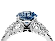 Leaf Cluster Engagement Ring Setting for Fancy Blue Round Cut Center with Marquise Accents and Prong Head in Platinum