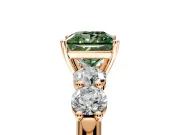 5 Stone Engagement Ring Setting for Fancy Green Princess Cut Center with Graduated Accents and Prong Head in Rose Gold