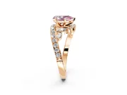 Solitaire Engagement Ring Setting for Fancy Pink Pear-Shaped Center with Pave Bypass Twist Band and Prong Head in Rose Gold