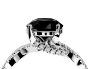Solitaire Engagement Ring Setting for Fancy Black Round Cut Center with Narrow Twist Pave Band and Prong Head in Platinum