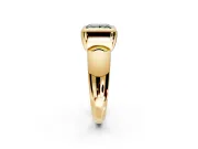 Solitaire Engagement Ring Setting for Fancy Green Princess Cut Center with Wide Band and Bezel Head in Yellow Gold