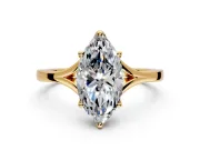Solitaire Engagement Ring Setting for Marquise Center with Plain Split Shank and Prong Head in Yellow Gold
