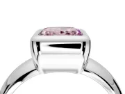 Solitaire Engagement Ring Setting for Fancy Pink Princess Cut Center with Wide Band and Bezel Head in Platinum