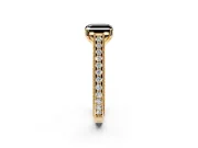 Solitaire Engagement Ring Setting for Fancy Black Asscher Cut Center with Engraved Pave Band and Prong Head in Yellow Gold