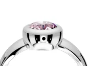 Solitaire Engagement Ring Setting for Fancy Pink Oval Center with Wide Band and Bezel Head in Platinum