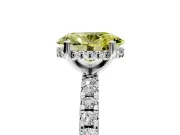 Solitaire Engagement Ring Setting for Fancy Yellow Oval Center with Band of Accents and Prong Head in Sterling Silver