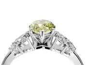 Leaf Cluster Engagement Ring Setting for Fancy Yellow Marquise Center with Marquise Accents and Prong Head in Platinum