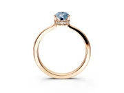 Hidden Halo Engagement Ring Setting for Fancy Blue Pear-Shaped Center with Wide Flat Plain Band and Prong Head in Rose Gold