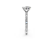 Solitaire Engagement Ring Setting for Oval Center with Fine Pave Band and Claw Prong Head in Sterling Silver