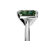 Solitaire Engagement Ring Setting for Fancy Green Emerald Cut Center with Knife Ridge Band and Claw Prong Head in Platinum