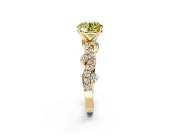 Solitaire Engagement Ring Setting for Fancy Yellow Round Cut Center with Bar-Station Pave Twist and Prong Head in Yellow Gold