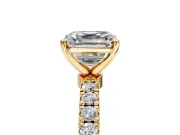 Open Basket Engagement Ring Setting for Asscher Cut Center with Pave Band and Prong Head in Yellow Gold